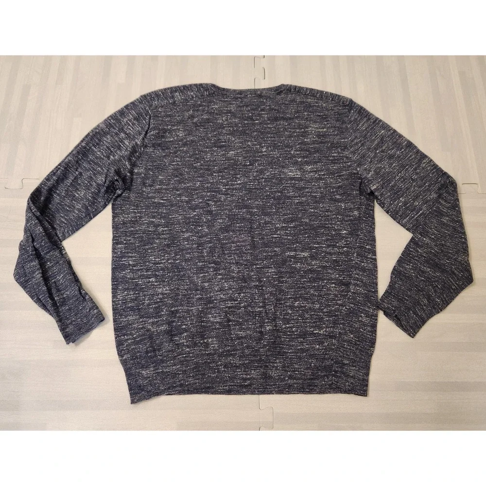 J. Crew Mens Large Navy Blue Marled Knit Crewneck Sweater Long Sleeve Pullover